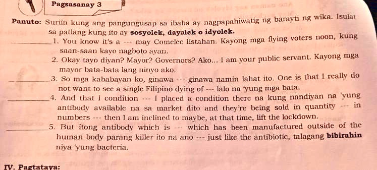 Panuto Suriin Kung Ang Pangungusap Sa Ibaba Ay Nagpapahiwatig Ng Barayti Ng Wika Isulat Sa 5425