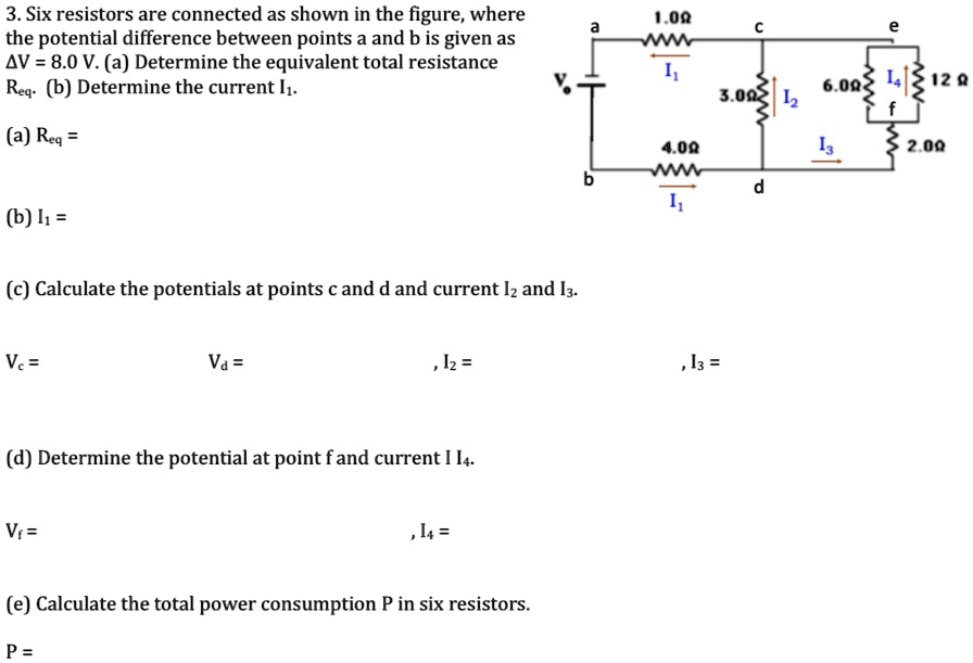 SOLVED: 3. Six Resistors Are Connected As Shown In The Figure, Where ...