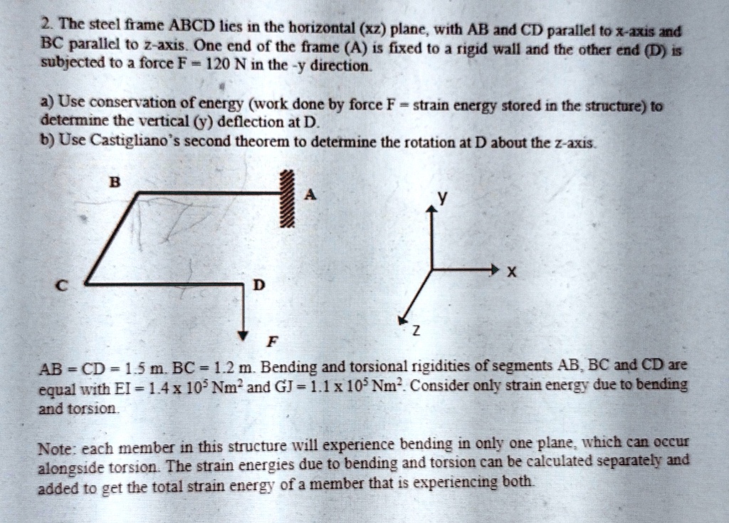 Parallel Frame 2 the steel frame abcd lies in the horizontal xz plane with ab and cd ...