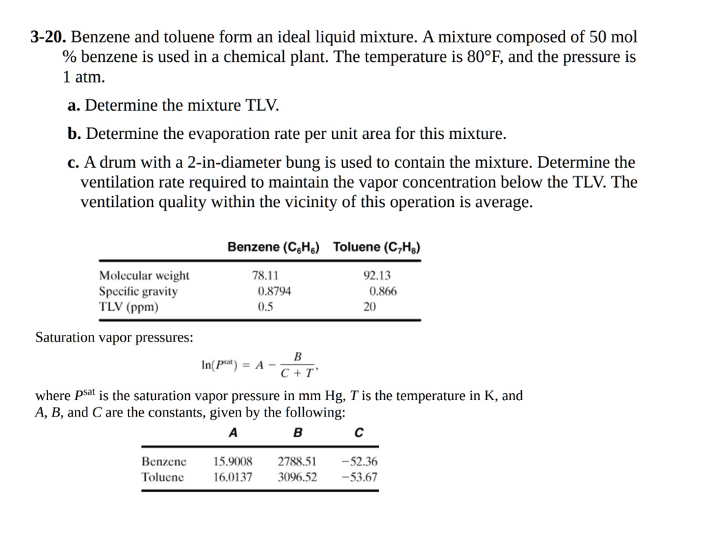SOLVED 320. Benzene and toluene form an ideal liquid mixture. A