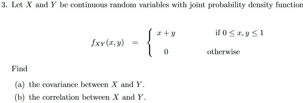 Solved: 3 Let X And Y Be Continous Random Variables With Joint 