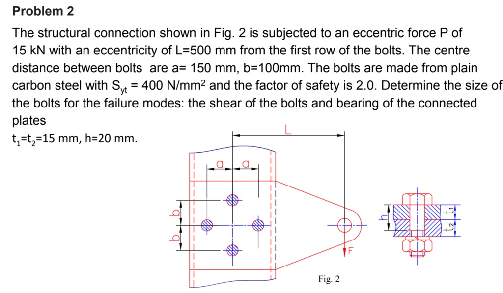SOLVED The structural connection shown in Fig. 2 is subjected to an