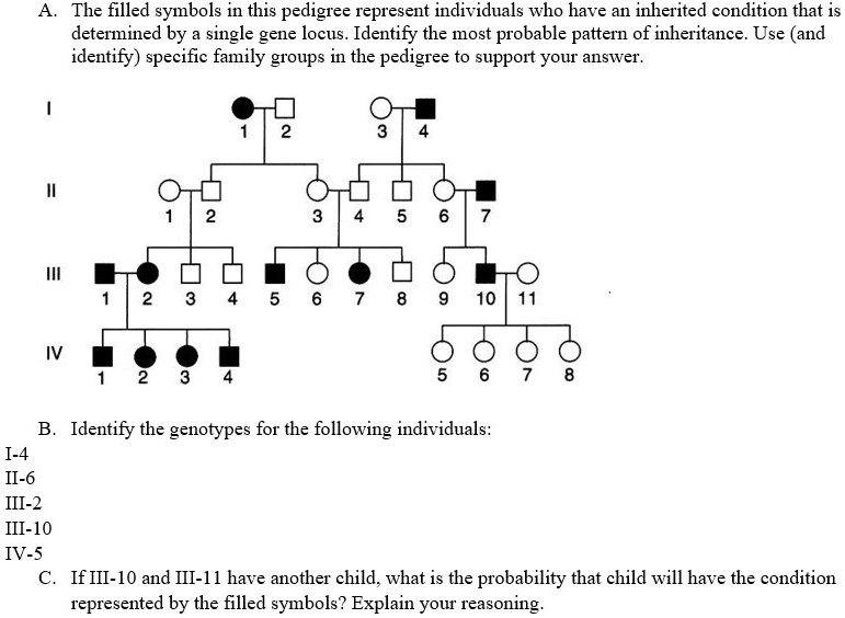 SOLVED: The filled symbols in this pedigree represent individuals who ...