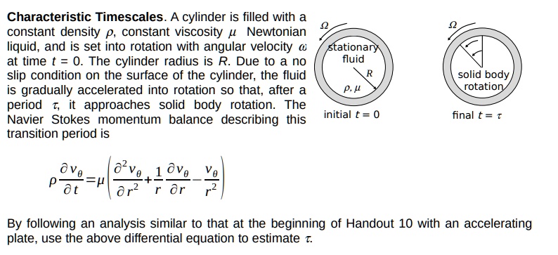 Characteristic Timescales. A cylinder is filled with a constant density ...