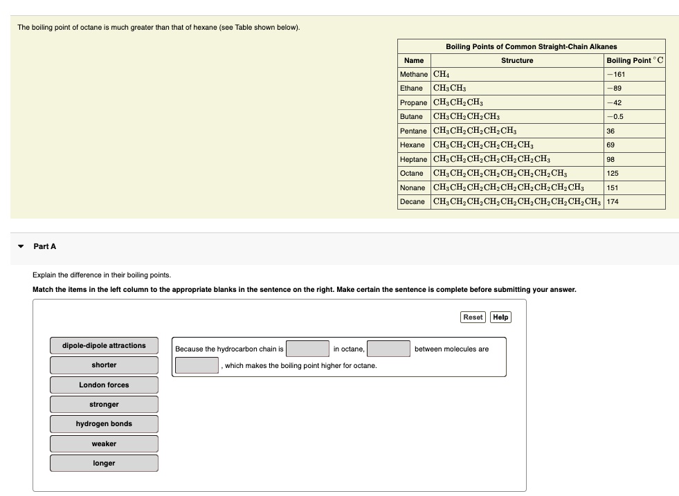 Solved: The Boiling Point Of Octane Is Much Greater Than That Of Hexane 