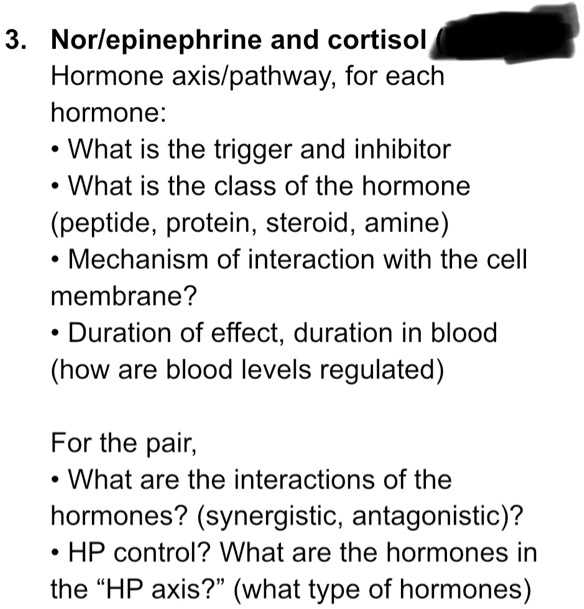 SOLVED please answer all sections *norepinephrine and cortisol 3
