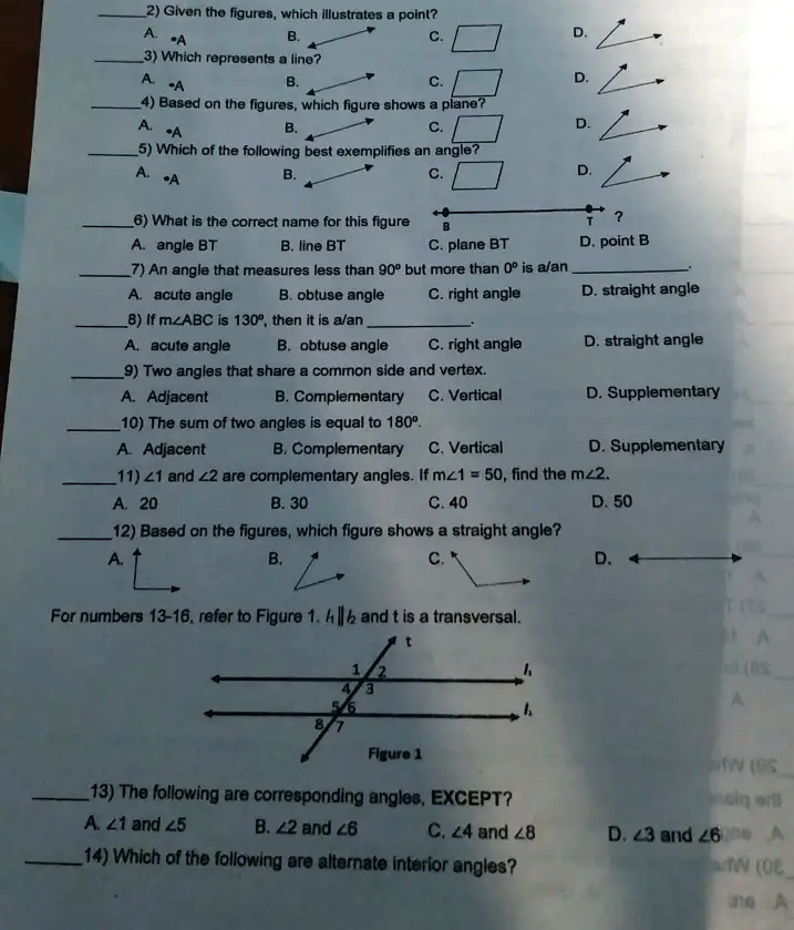 SOLVED: 2) Given the figures, which illustrates a point? Which ...