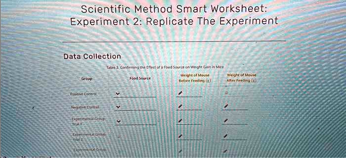 Scientific Method Smart Worksheet: Experiment 2: Replicate...