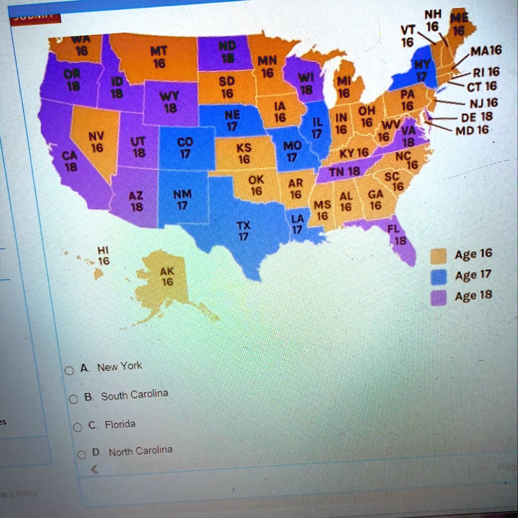 in which of these states is the age of consent 18 years old nh me vt