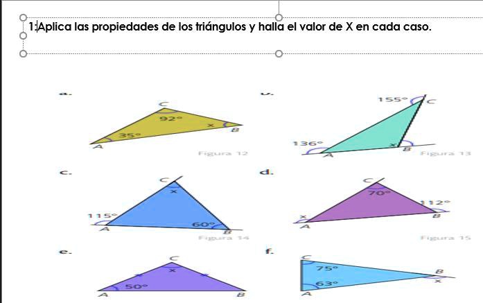 SOLVED: Aplica las propiedades de los triángulos y halla el valor de X ...