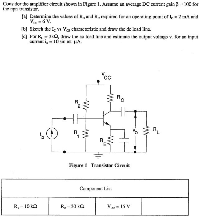 SOLVED Consider the amplifier circuit shown in Figure 1.Assume an