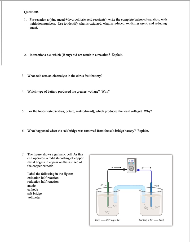SOLVED For the reaction (zinc metal + hydrochloric acid), write the