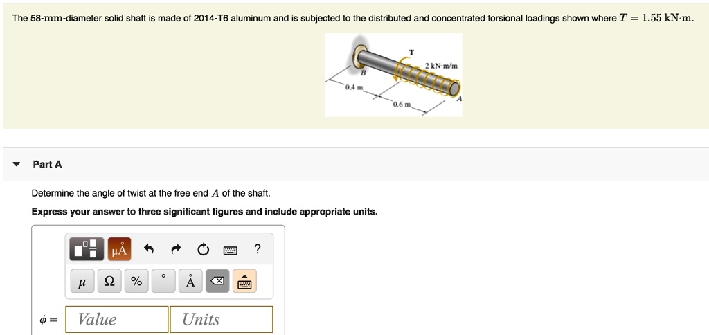SOLVED: The 58-mm-diameter solid shaft is made of 2014-T6 aluminum and ...