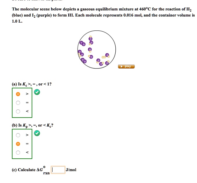 Solved The Molecular Scene Below Depicts Gaseous Equilibrium Mixture