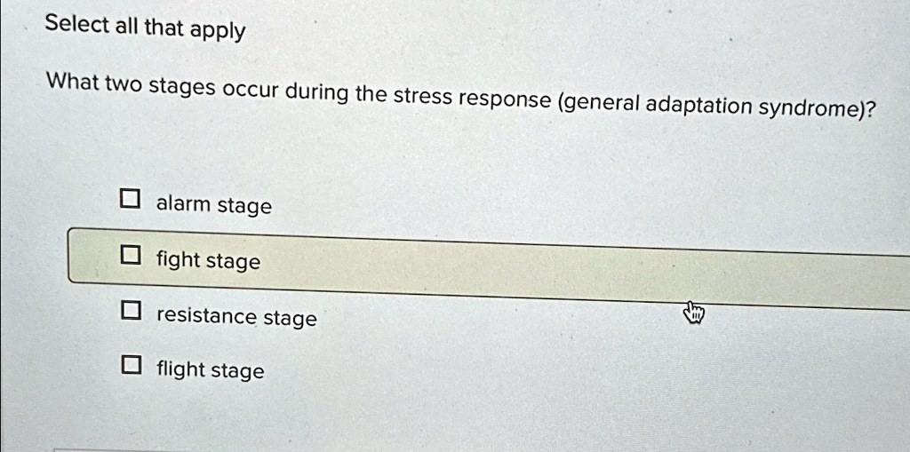 Select all that apply What two stages occur during the...