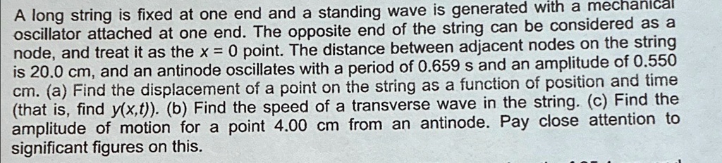 A long string is fixed at one end and a standing wave is generated with ...