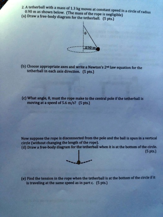 SOLVED: A tetherball with mass of 13 kg moves in a circle, as shown ...