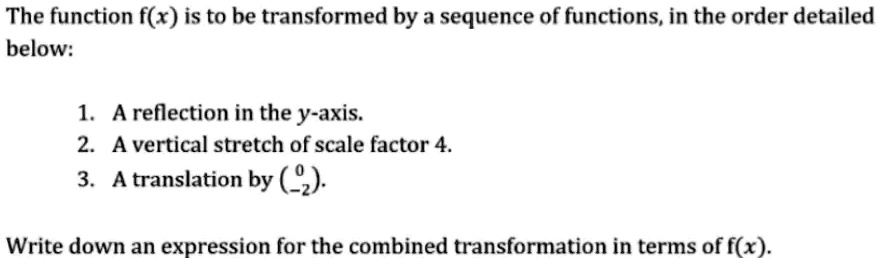 The function f(x) is to be transformed by a sequence of functions, in ...