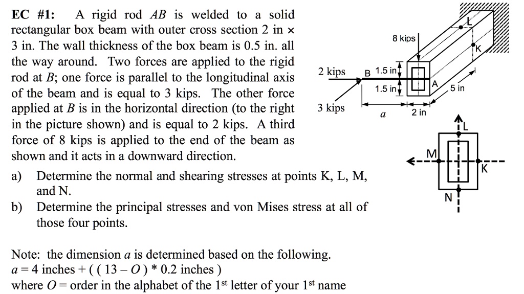SOLVED: Use a=4.0 in EC#1: A rigid rod AB is welded to a solid ...