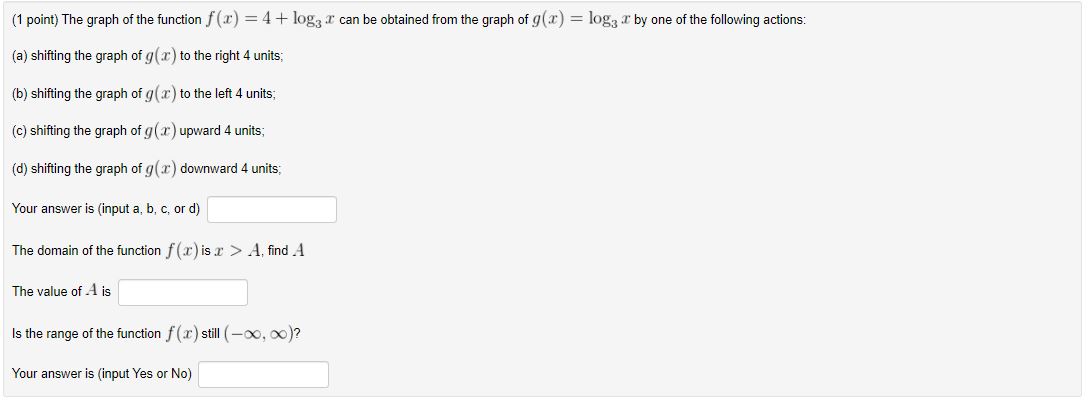 1 Point The Graph Of The Function F X 4 Lo