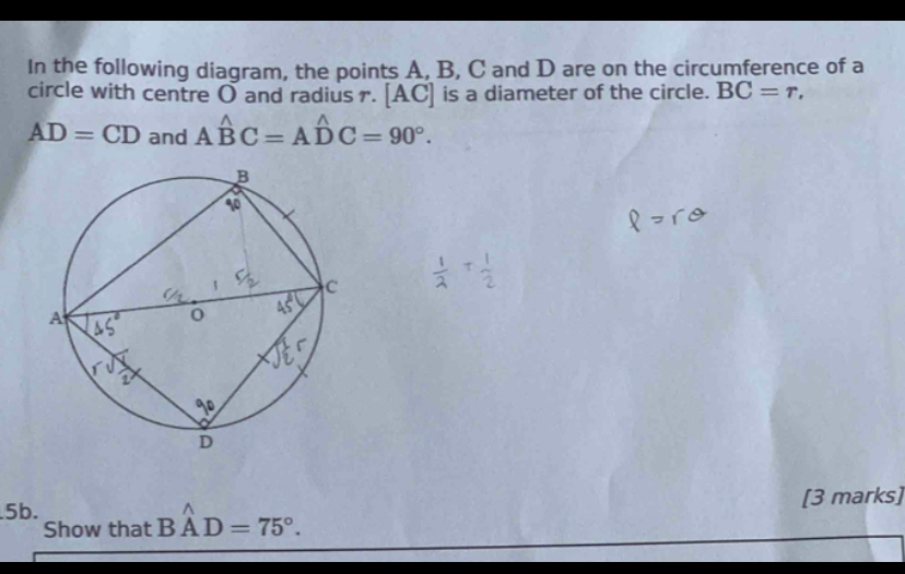 SOLVED: In The Following Diagram, The Points A, B, C And D Are On The ...