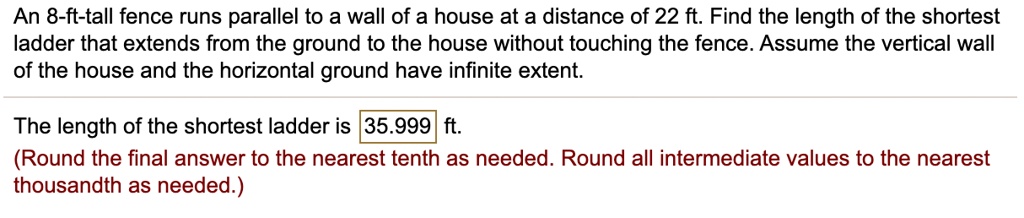 Infinite Fence Gate Problem Math An 8-ft-tall fence runs parallel to a wall of a house at a distance of ...