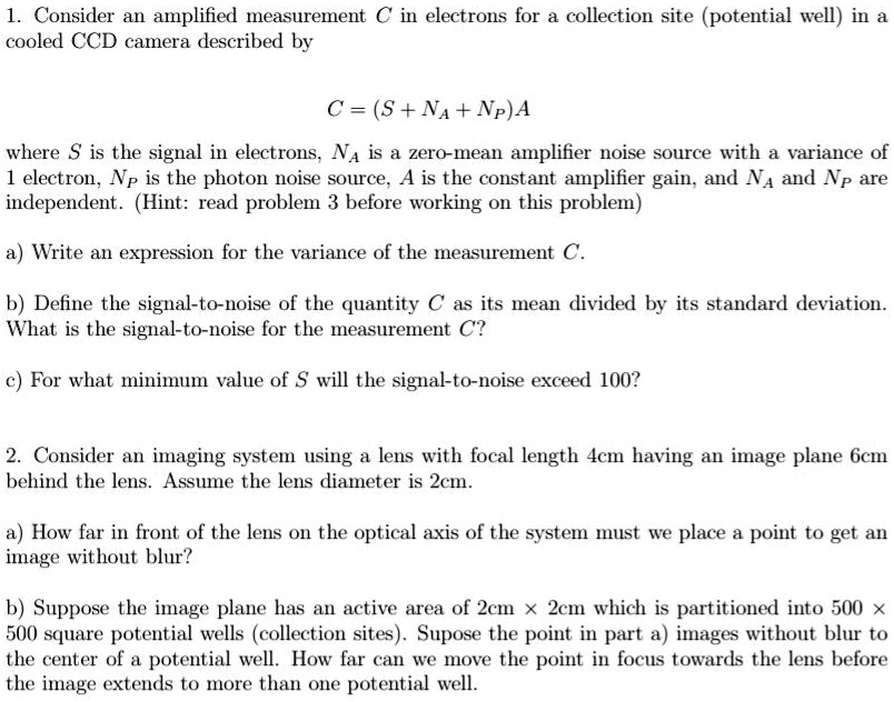 SOLVED Consider an amplified measurement C in electrons for a