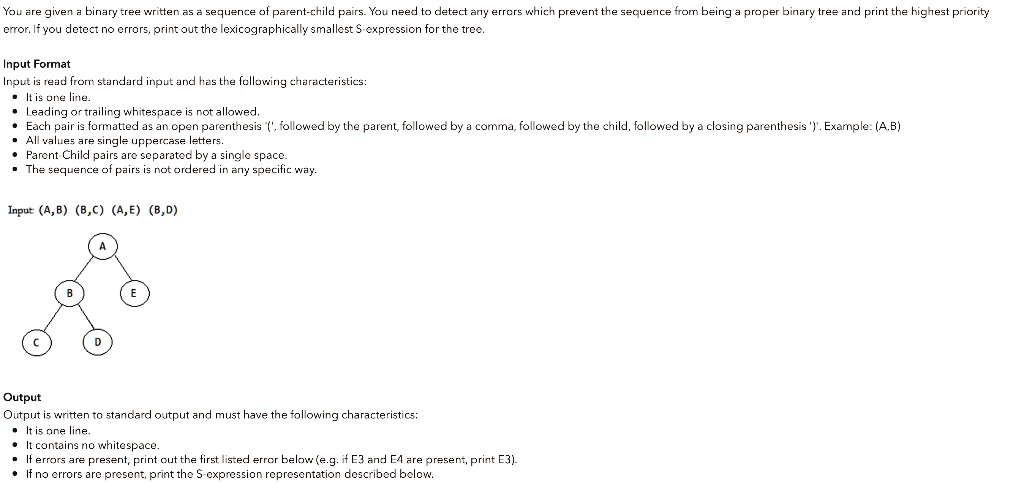 SOLVED: You are given a binary tree written as a sequence of parent ...