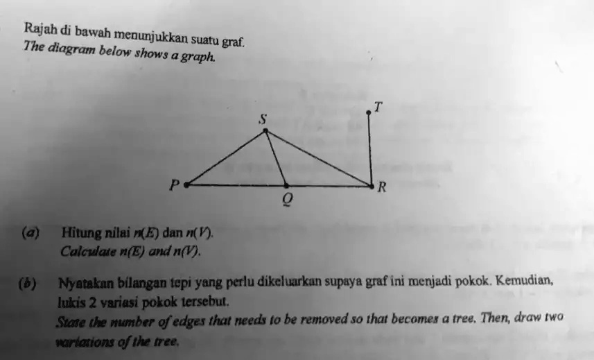 SOLVED: Rajah di bawah menunjukkan The diagram suatu graf: below shows ...