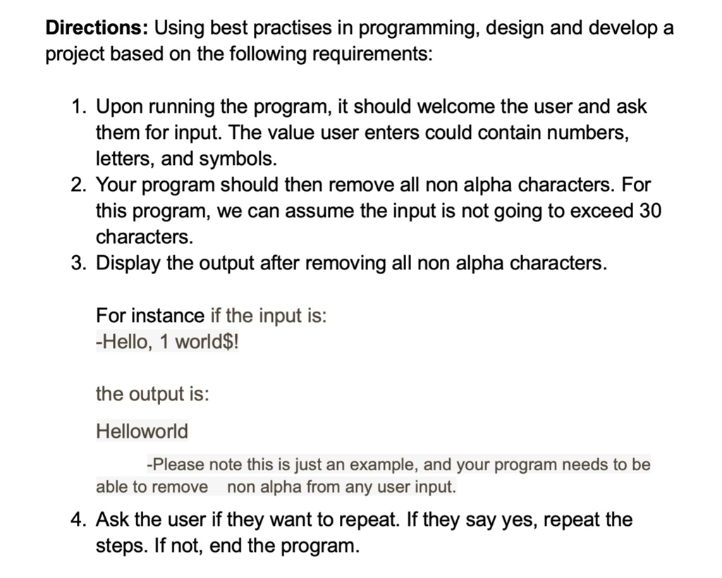 SOLVED: Texts: Directions: Using best practices in programming, design ... image.