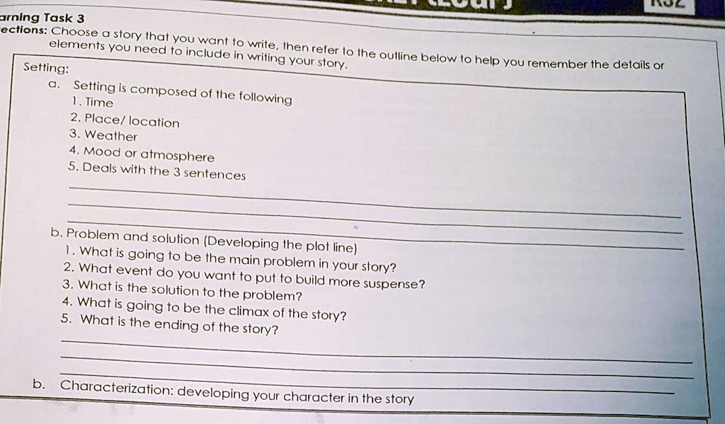 SOLVED: Learning Task 3 Directions: Choose A Story That You Want To ...