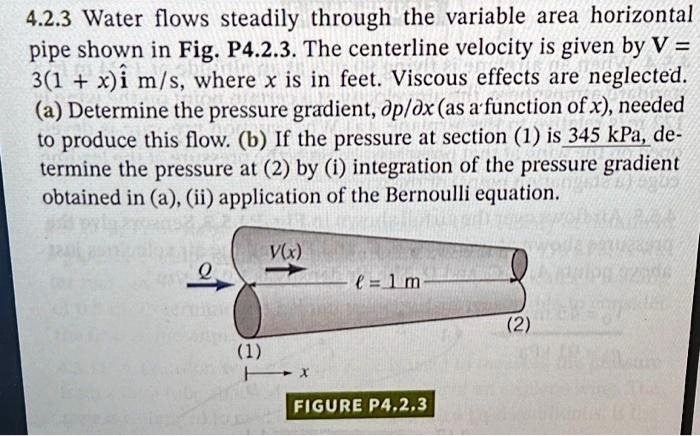4.2.3 Water flows steadily through the variable area horizontal pipe