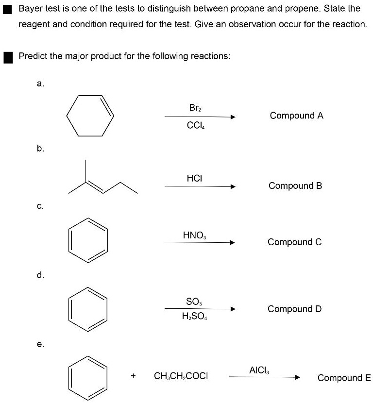 SOLVED Bayer test is one of the tests to distinguish between propane