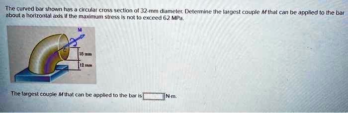 SOLVED: The curved bar shown has a circular cross section of 32 mm ...