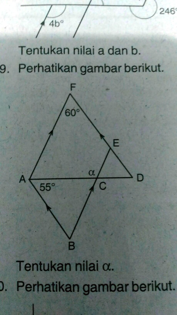 SOLVED: perhatikan gambar berikut.tentukan nilai alpha!soal no 9 246 ...