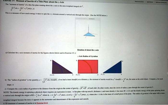 SOLVED: The moment of inertia of a thin flat plate rotating about the z ...
