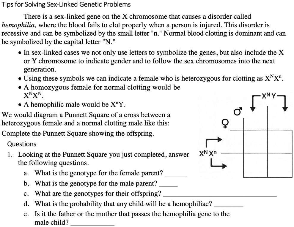 tips for solving sex linked genetic problems there is a sex linked gene