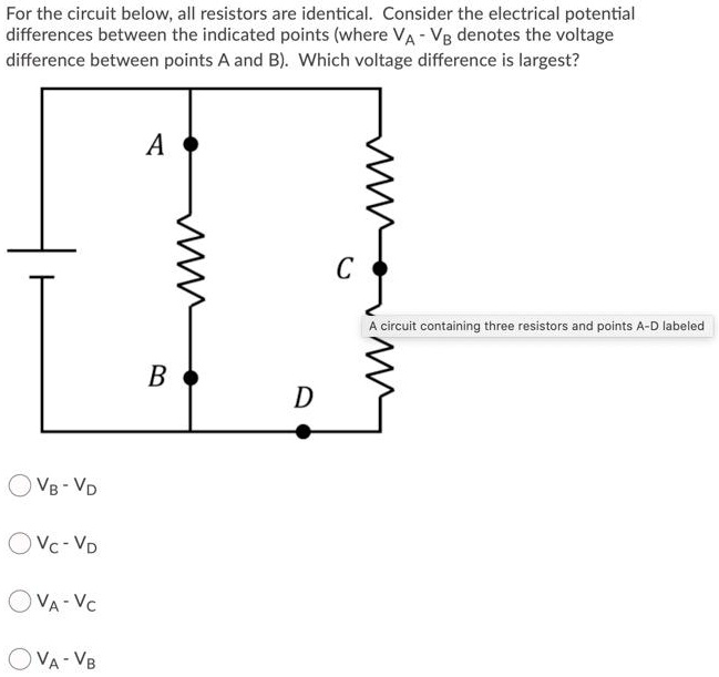 SOLVEDFor the circuit below, all resistors are identical Consider the electrical potential