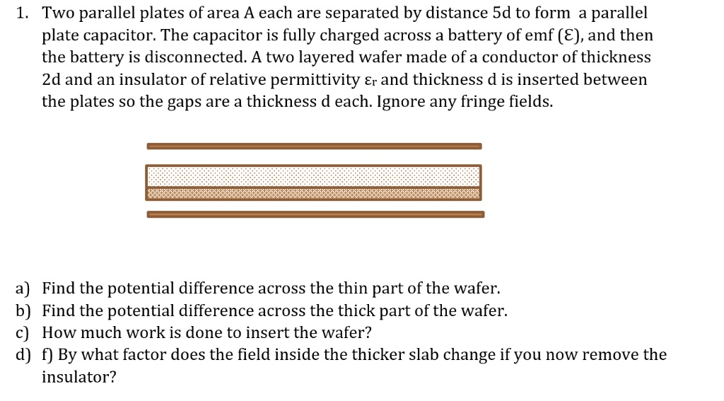 SOLVED: Two parallel plates of area A each are separated by a distance ...