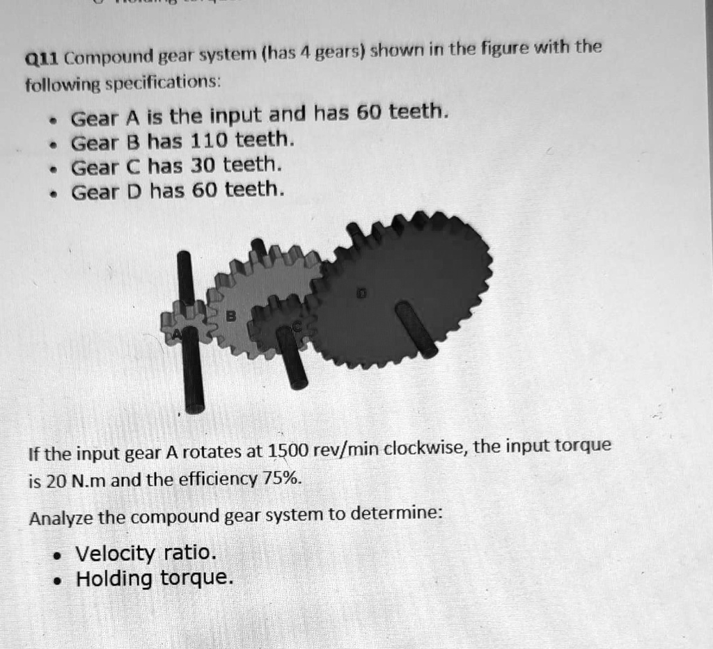 SOLVED Q11 Compound gear system(has 4gears)shown in the figure with
