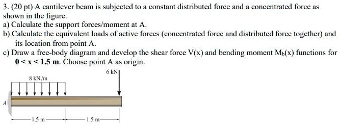 3. (20 pt) A cantilever beam is subjected to a constant...