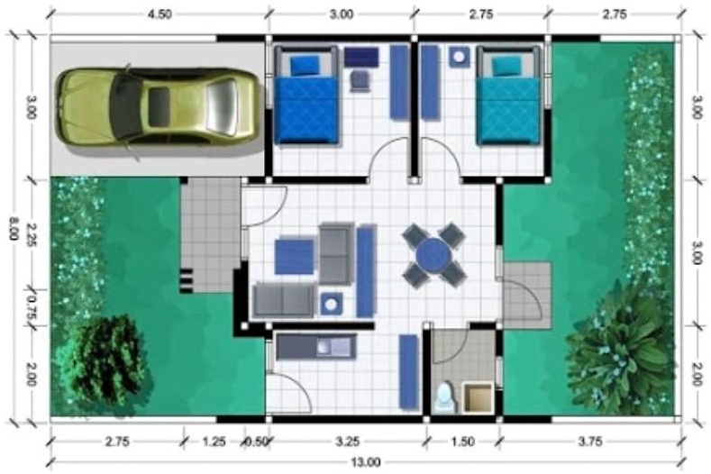 SOLVED: Perhatikan denah rumah berikut. Sebuah rumah memiliki panjang ...