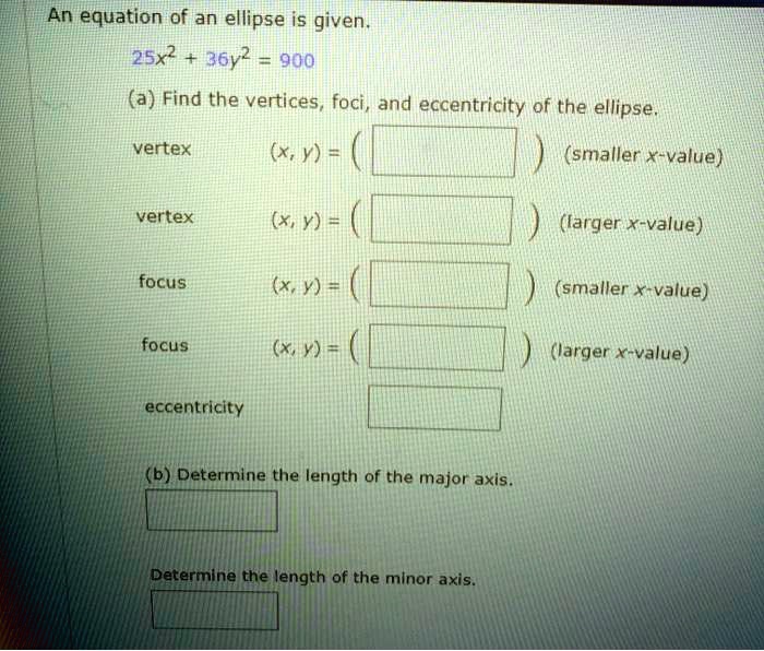 an equation of an ellipse is given 125x2 136y2 900 ka find the vertices ...