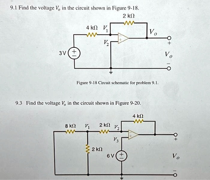 SOLVED: 9.1 Find the voltage V in the circuit shown in Figure 9-18. 2 ...