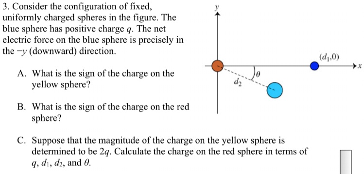 SOLVED: 3. Consider the configuration of fixed, uniformly charged ...