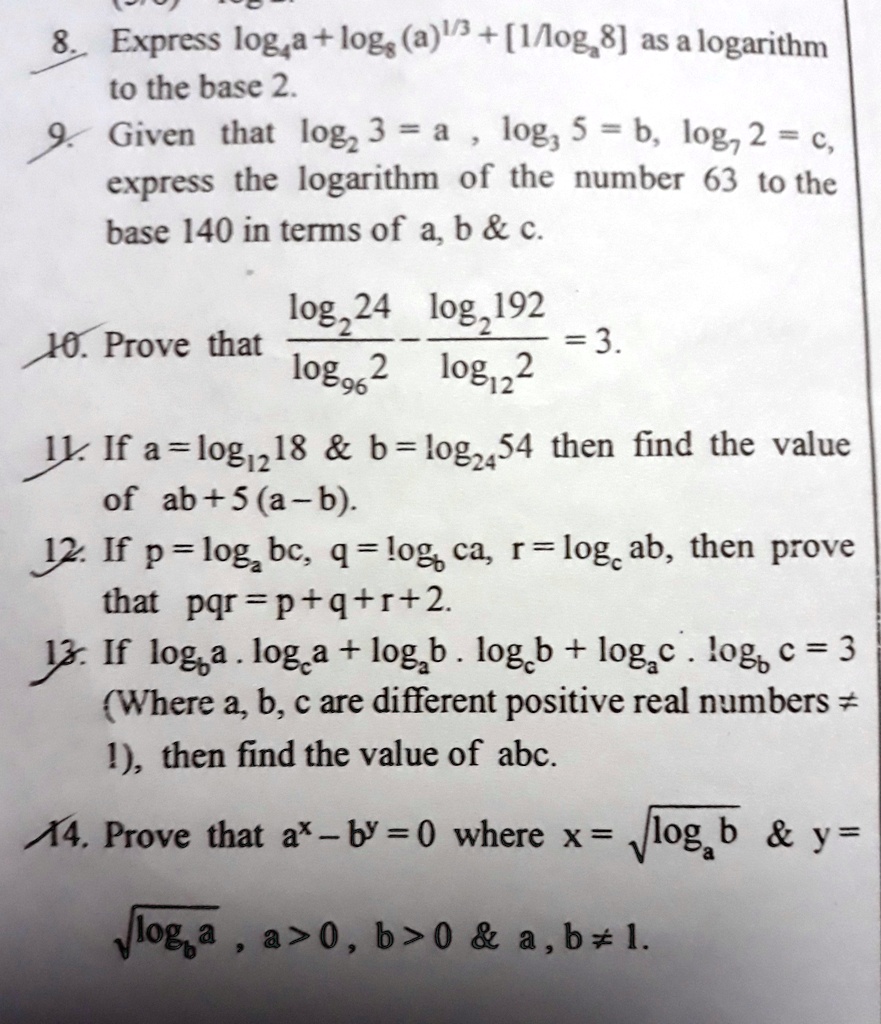 SOLVED: Find solutions for all questions.....from 8 to 14. 8. Express ...