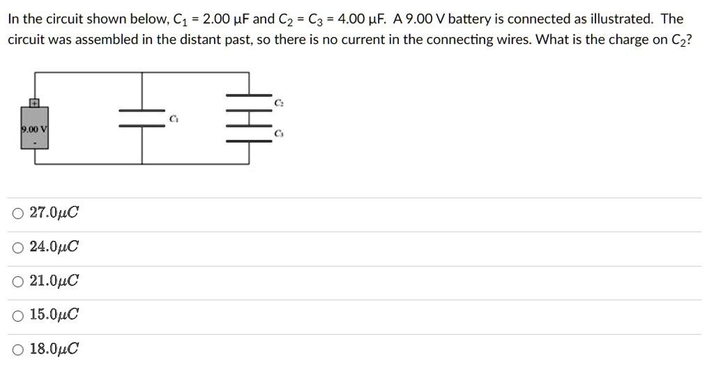 In the circuit shown below, C? = 2.00 µF and C? = C? = 4.00 µF. A 9.00 ...