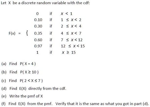 cdf of discrete random variable