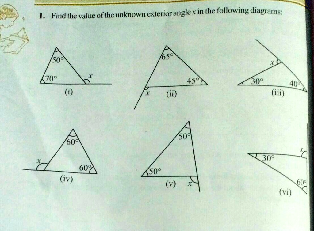 SOLVED: 'find The Value Of The Unknown Exterior Angle X In The ...