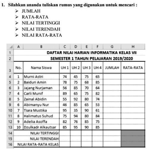 SOLVED: Tolong Di Bantu Kak Silahkan Ananda Tuliskan Rumus Yang ...